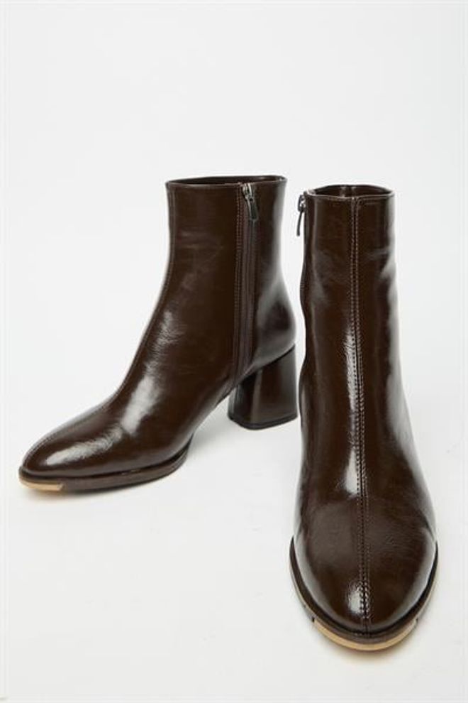 Madamra Stivali E Stivaletti Con Tacco Da Donna In Pelle Verniciata Marrone Modello Casual Alla Moda Con Cerniera Abbigliamento all'ingrosso 0