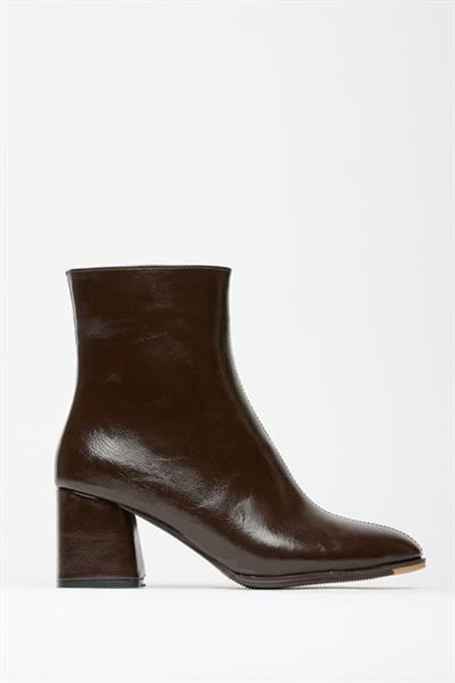 Madamra Stivali E Stivaletti Con Tacco Da Donna In Pelle Verniciata Marrone Modello Casual Alla Moda Con Cerniera Abbigliamento all'ingrosso 4