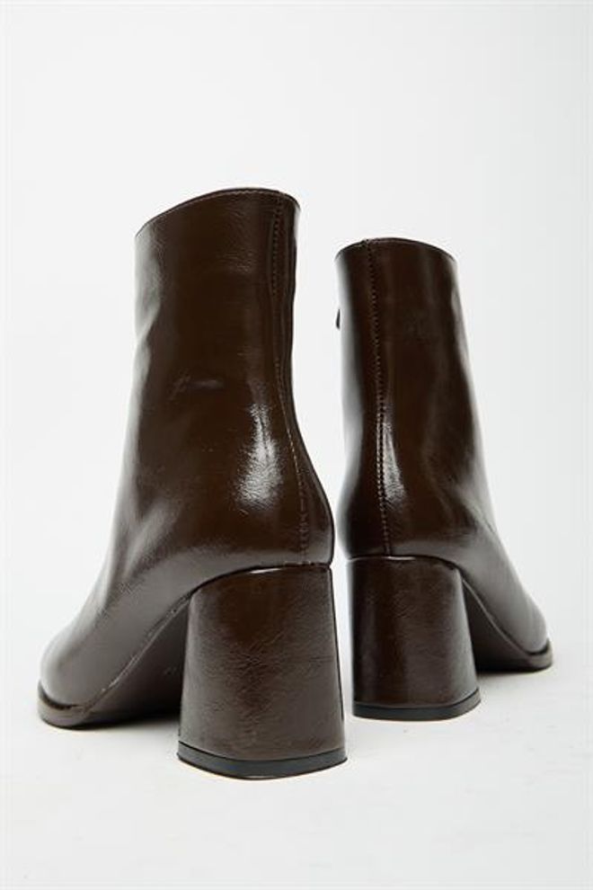 Madamra Stivali E Stivaletti Con Tacco Da Donna In Pelle Verniciata Marrone Modello Casual Alla Moda Con Cerniera Abbigliamento all'ingrosso 3