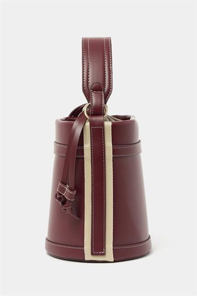 Madamra Bolsa De Mão E Ombro Com Costura Contrastante Cor De Vinho Roupas por atacado 4