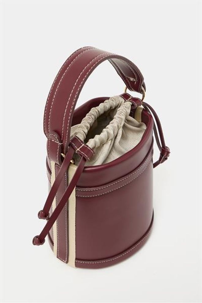 Madamra Bolsa De Mão E Ombro Com Costura Contrastante Cor De Vinho Roupas por atacado 1