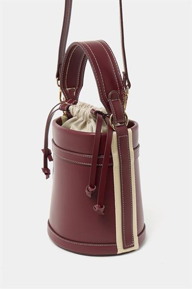 Madamra Bolsa De Mão E Ombro Com Costura Contrastante Cor De Vinho Roupas por atacado 3