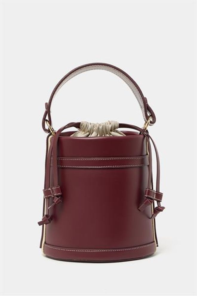 Madamra Bolsa De Mão E Ombro Com Costura Contrastante Cor De Vinho Roupas por atacado 2