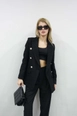 A wholesale clothing model wears mae10001-buttoned-jacket-black, Turkish wholesale  of 