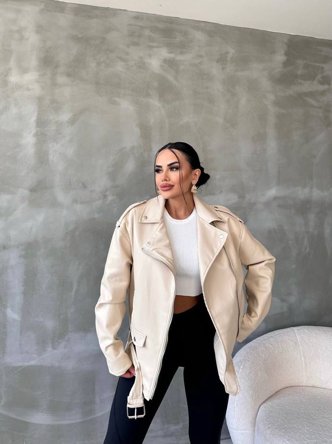 Ilia Giacca in pelle Crema Abbigliamento all'ingrosso Casuale