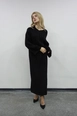 A wholesale clothing model wears mae10044-knitwear-dress-black, Turkish wholesale  of 