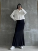 A wholesale clothing model wears mae10053-zippered-plush-coat-white, Turkish wholesale  of 