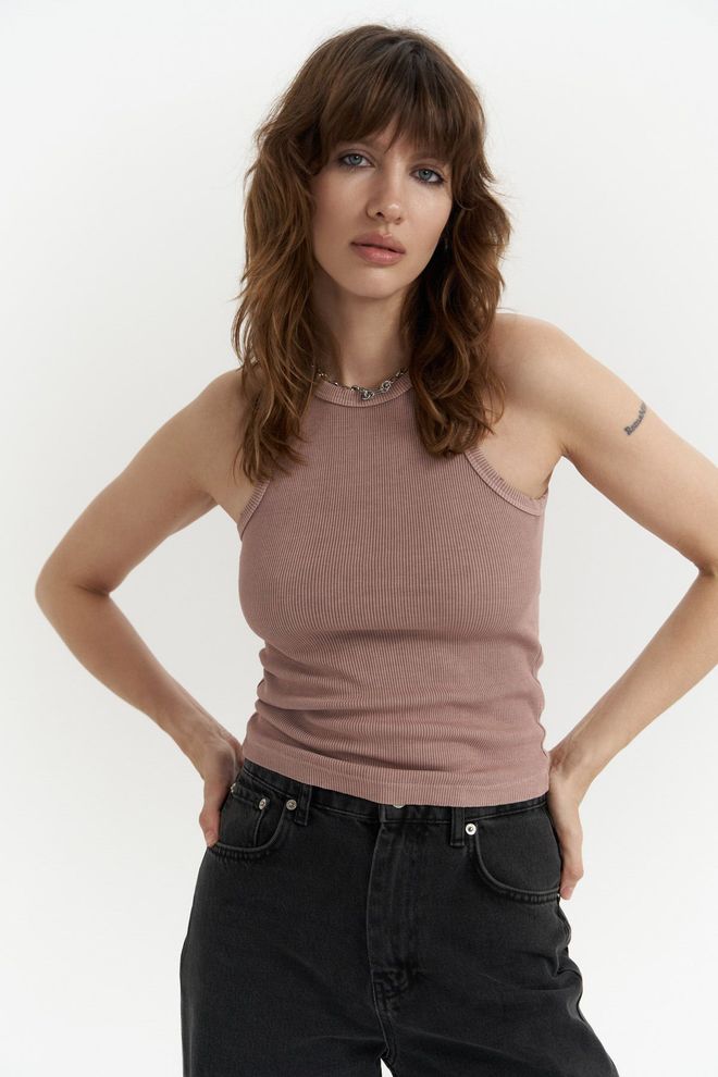 Mai Collection Crop Côtelé Lavé À La Poudre D'os Vêtements en gros Décontracté