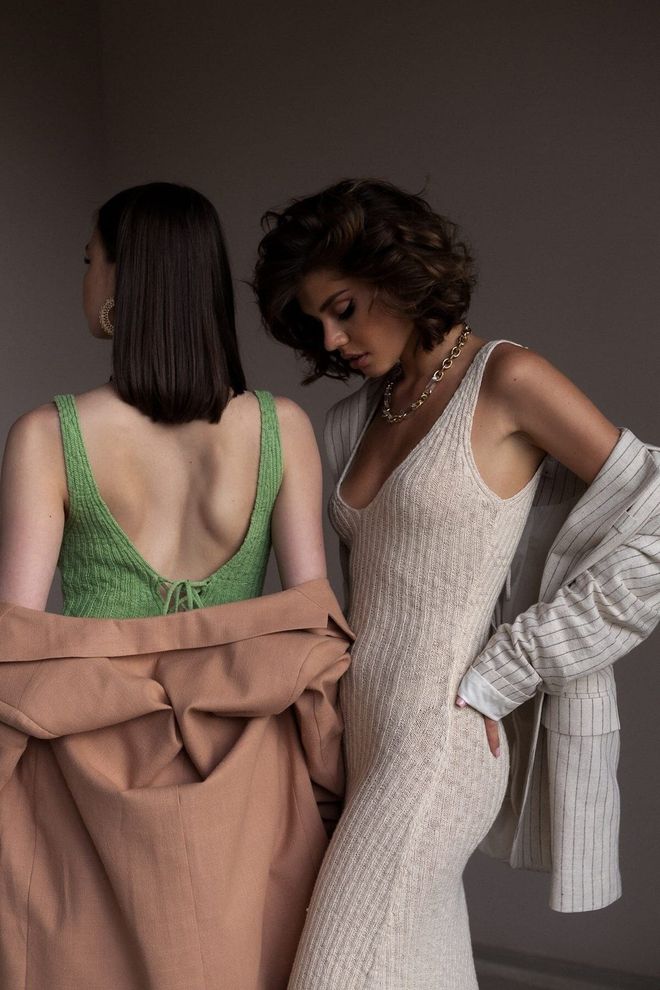 Mai Collection Janell Green Knitwear Midi Strappy Dress Wholesale Clothing Summer