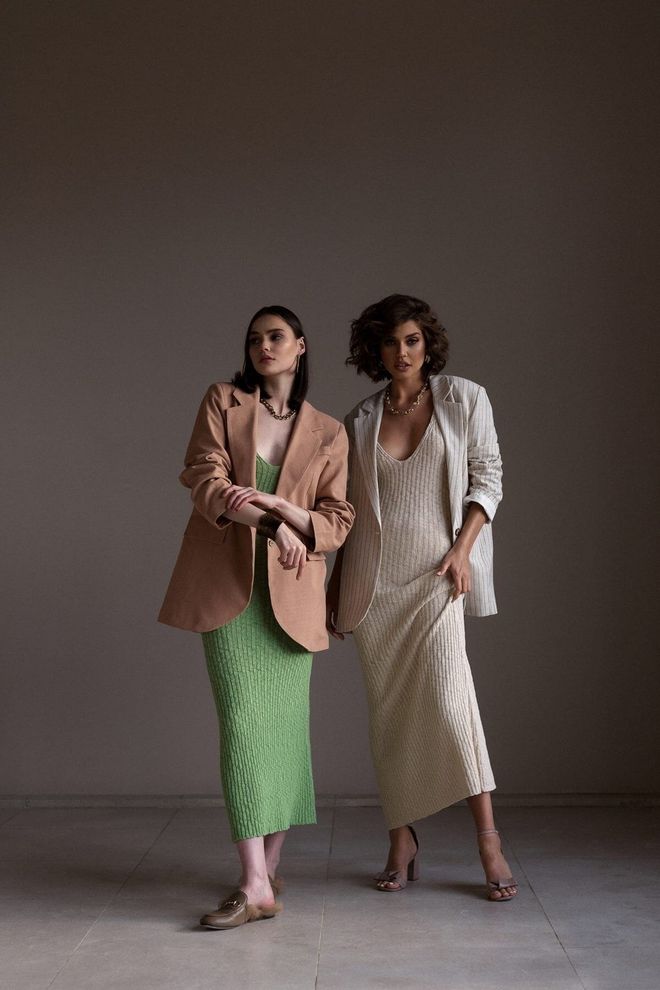 Mai Collection Janell Green Knitwear Midi Strappy Dress Wholesale Clothing 5