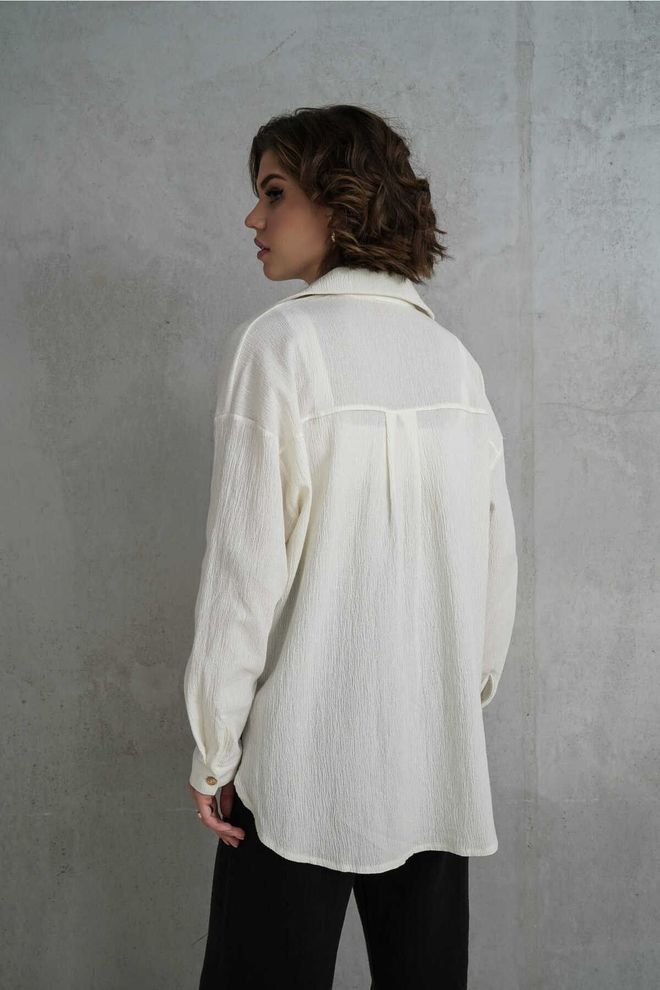 Mai Collection Jovena Hidden Button Detail Ecru Shirt Wholesale Clothing Formal