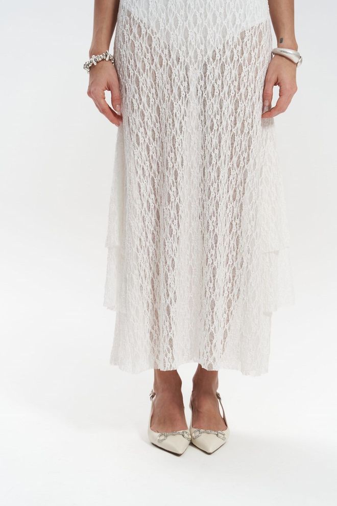 Mai Collection Hand Lace Ecru Long Dress Wholesale Clothing Lycra