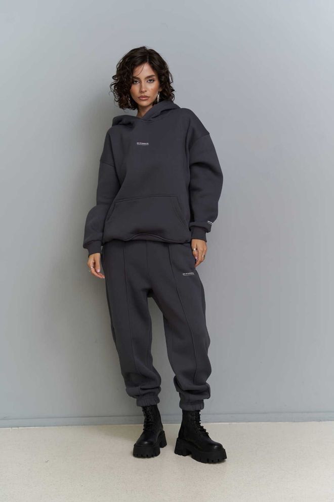 Mai Collection Minimal Print Anthracite Tracksuit Wholesale Clothing 1