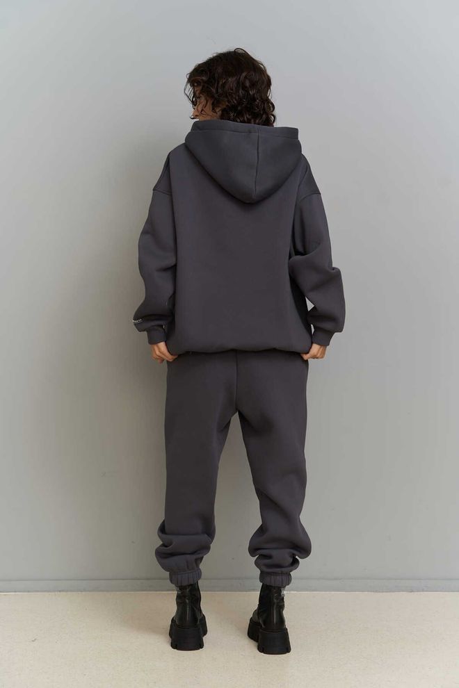 Mai Collection Minimal Print Anthracite Tracksuit Wholesale Clothing 2