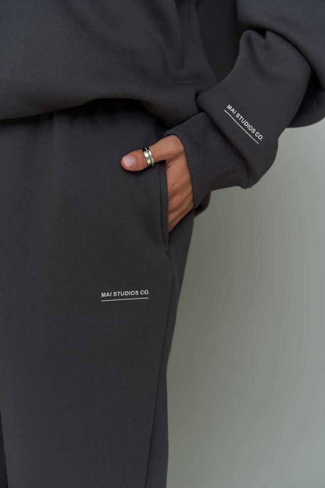 Mai Collection Minimal Print Anthracite Tracksuit Wholesale Clothing 5