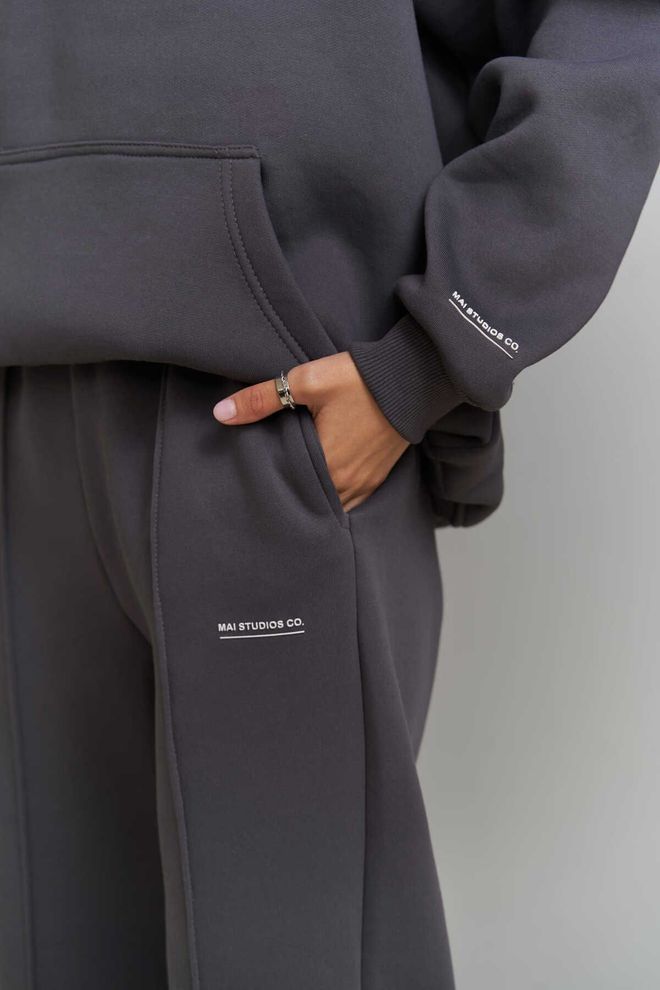 Mai Collection Minimal Print Anthracite Tracksuit Wholesale Clothing 3