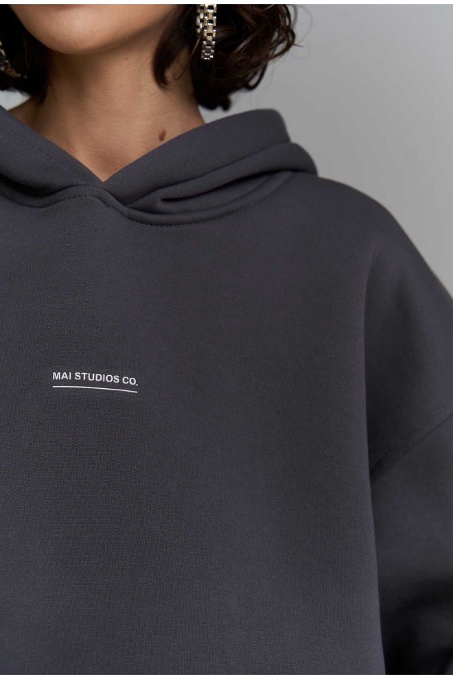 Mai Collection Minimal Print Anthracite Tracksuit Wholesale Clothing 4