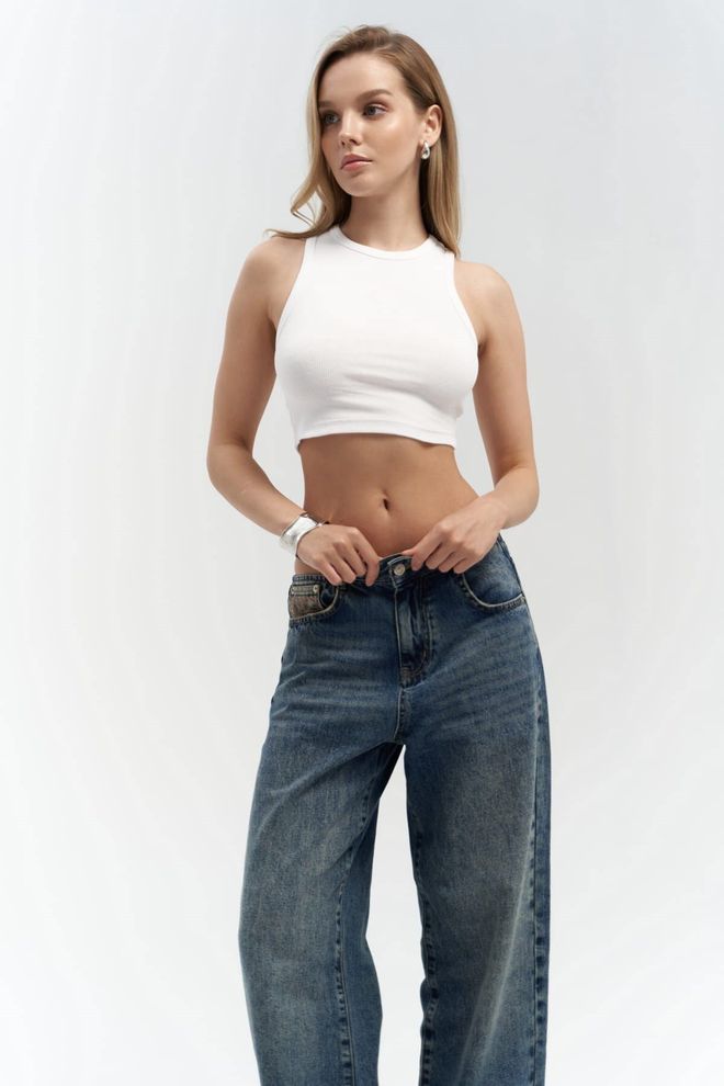 Mai Collection Crop Blanc À Col Licou Côtelé Fleur Vêtements en gros Décontracté