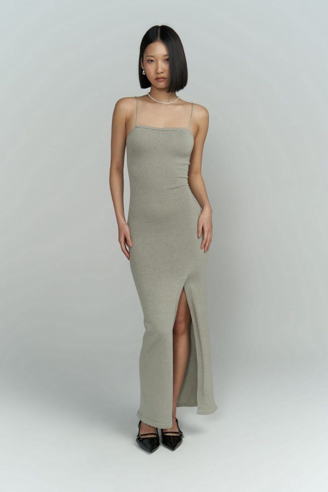 Mai Collection Abito In Maglia Grigio Con Scollo Posteriore Cintia Abbigliamento all'ingrosso Elegante