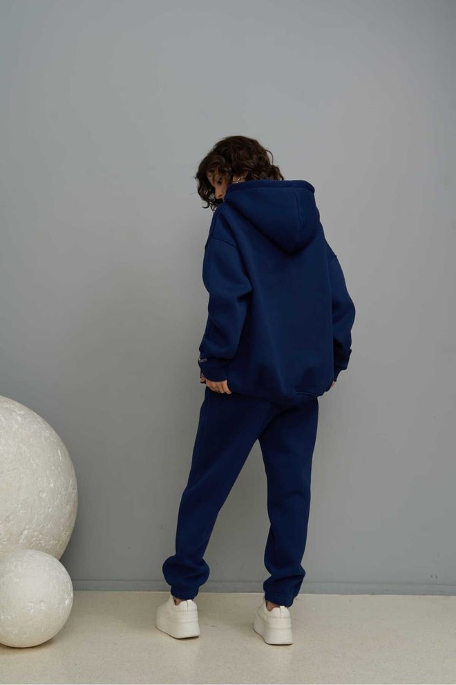 Mai Collection Minimal Print Navy Sweatpants Suit Wholesale Clothing 2