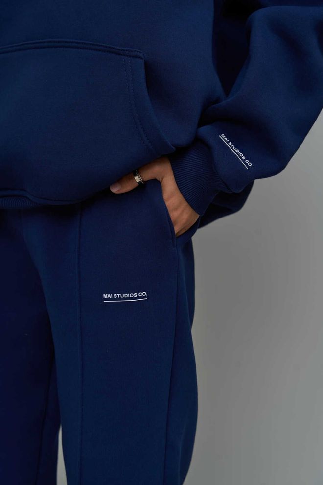 Mai Collection Minimal Print Navy Sweatpants Suit Wholesale Clothing 4