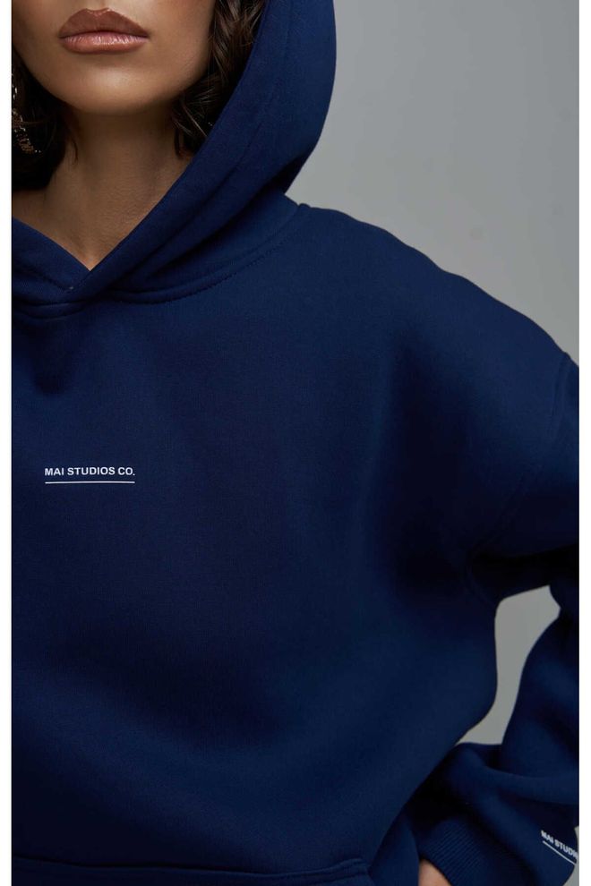 Mai Collection Minimal Print Navy Sweatpants Suit Wholesale Clothing 5