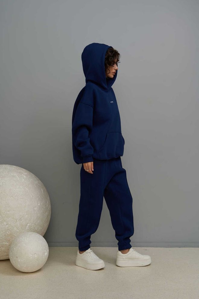 Mai Collection Minimal Print Navy Sweatpants Suit Wholesale Clothing 1