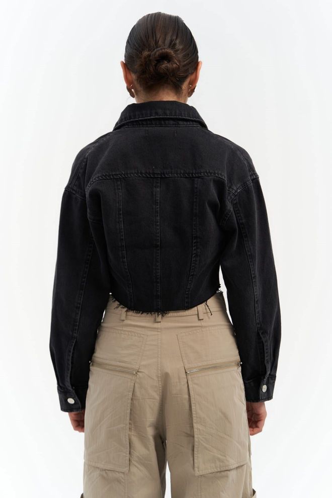 Mai Collection Darcey Black Short Jean Jacket Wholesale Clothing Spring