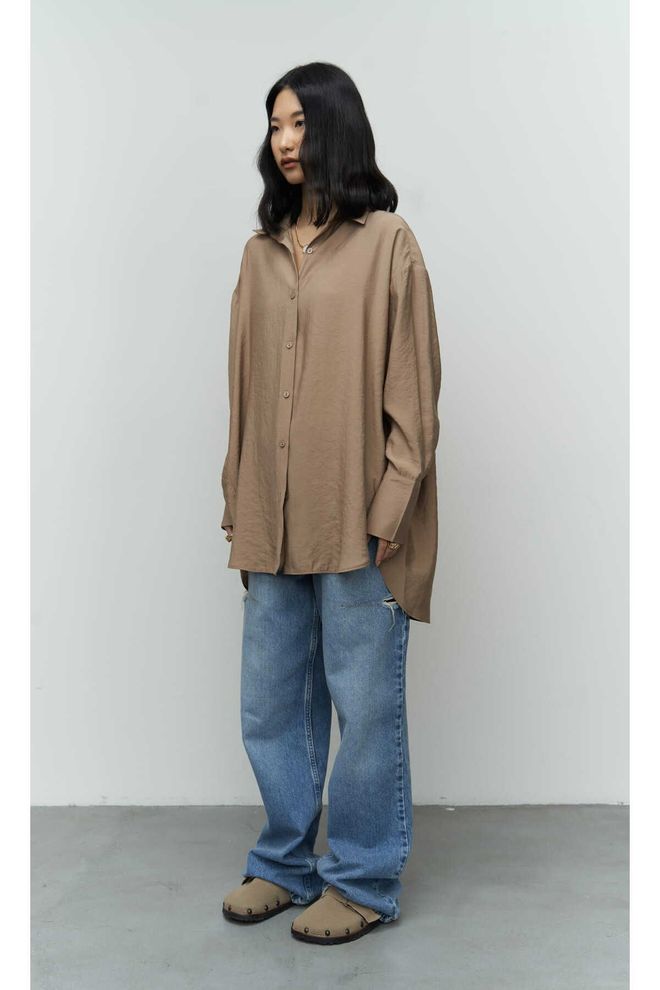 Mai Collection Zaria Open Mink Oversize Shirt Wholesale Clothing Birthday