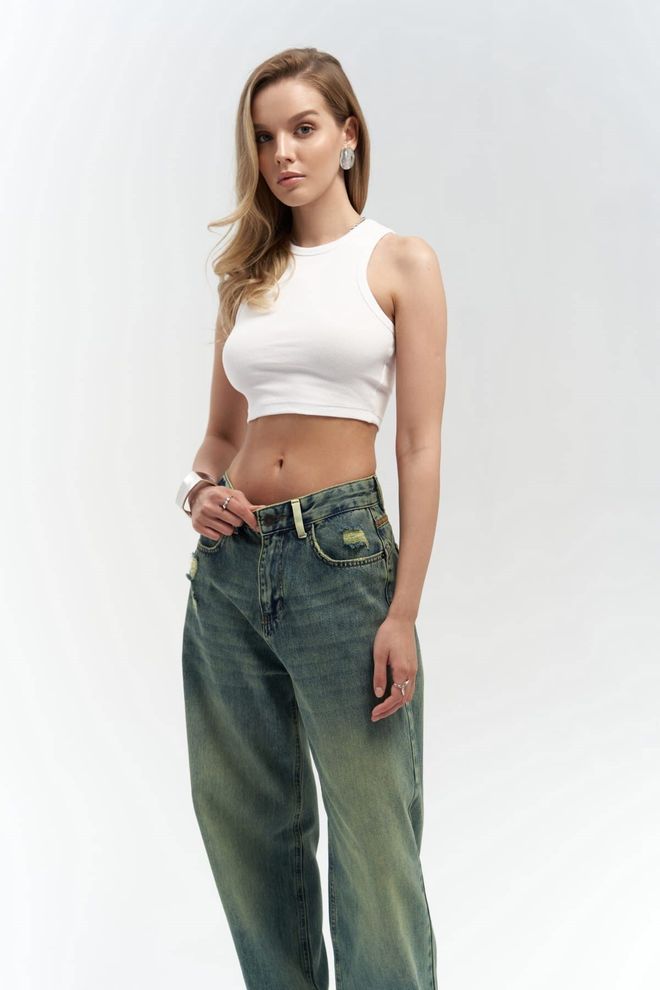 Mai Collection Blair Wash Zelene Kavbojke Oblačila na debelo Ležerno
