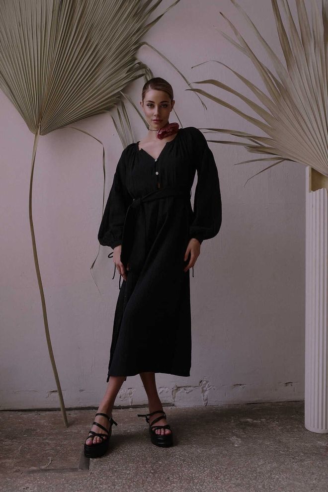 Mai Collection Rochie Helen Black Mueslin Îmbrăcăminte cu ridicata Casual