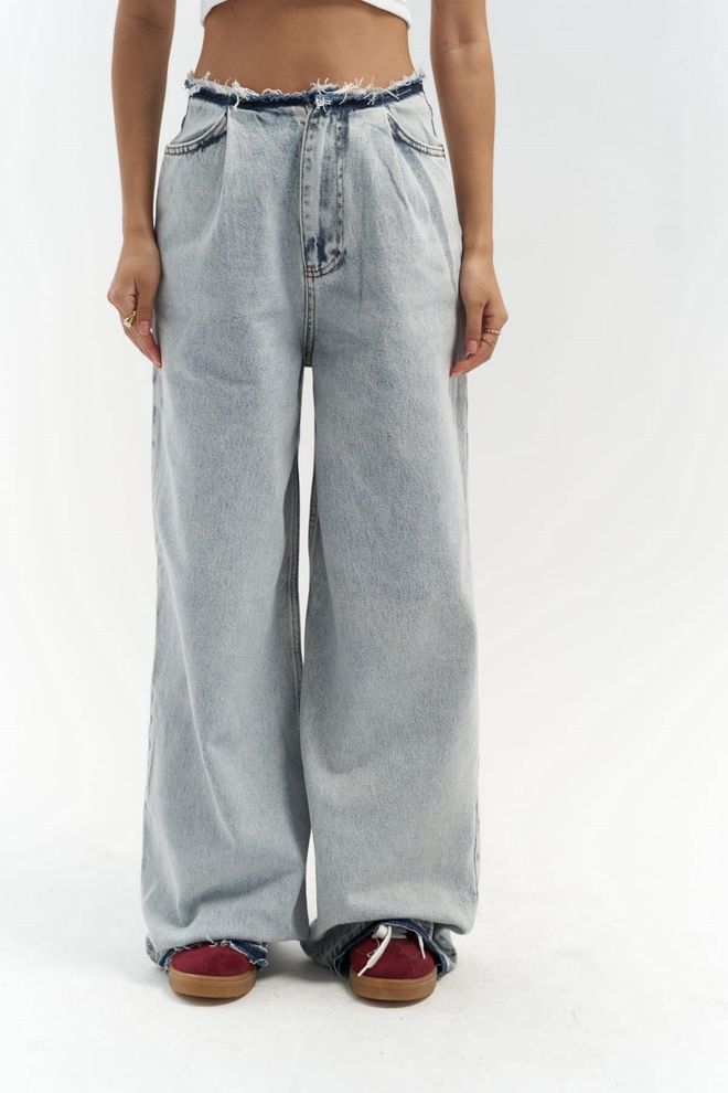 Mai Collection Leony Waist Detail Blue Jeans Wholesale Clothing Birthday