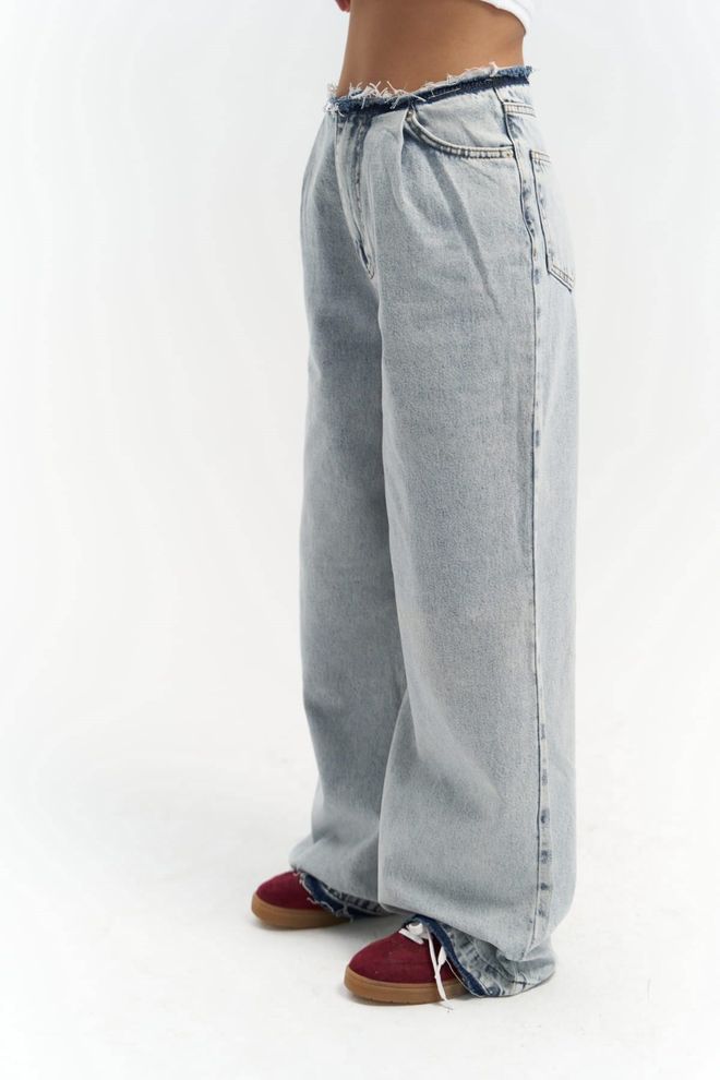 Mai Collection Leony Waist Detail Blue Jeans Wholesale Clothing Spring