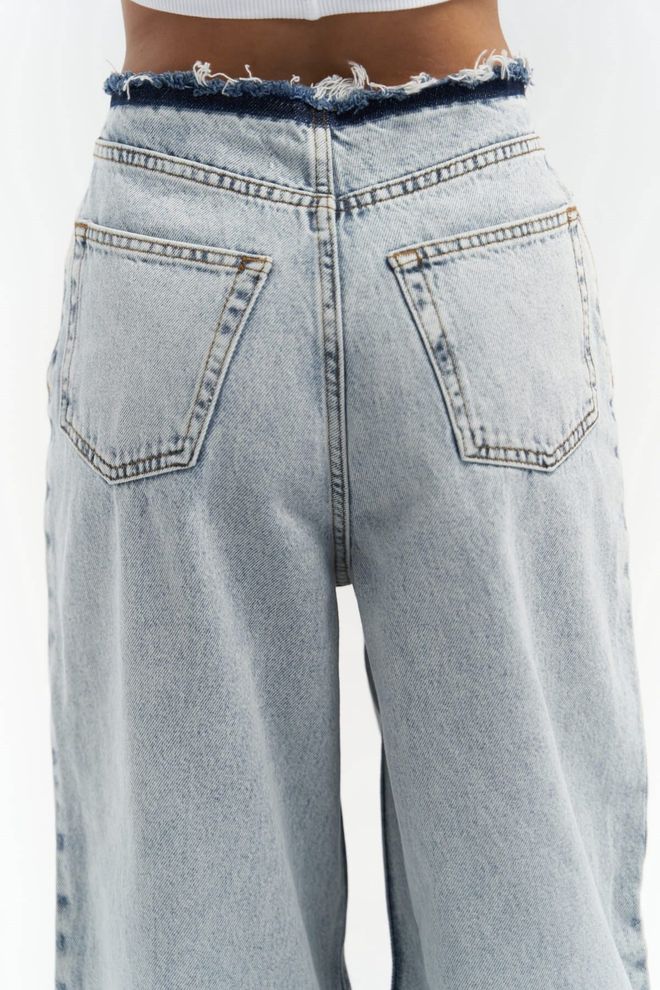 Mai Collection Leony Waist Detail Blue Jeans Wholesale Clothing 5