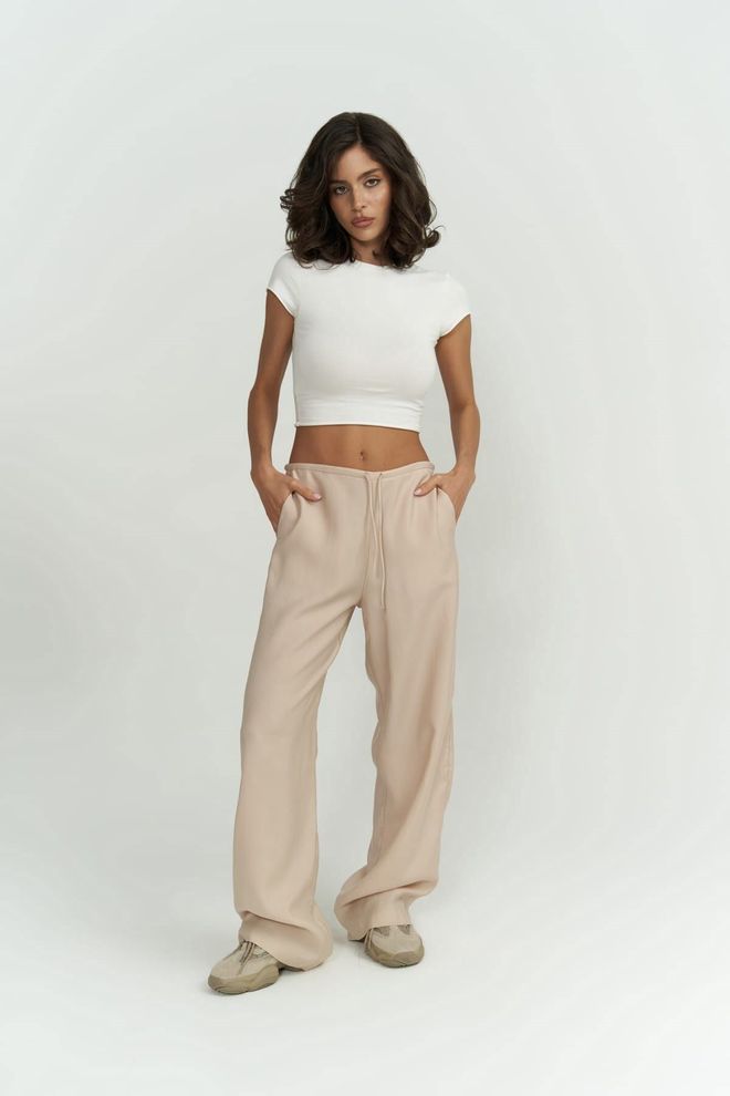 Mai Collection Paris Béžové Basic Nohavice Veľkoobchod s oblečením Boho