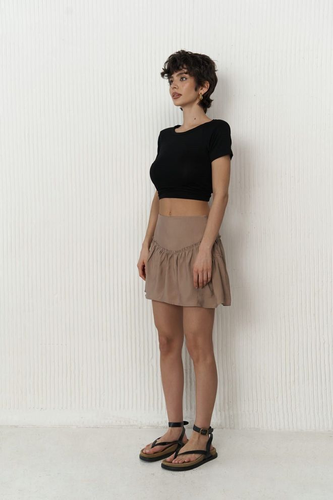 Mai Collection Elettra Dark Mink Mini Skirt Wholesale Clothing Birthday