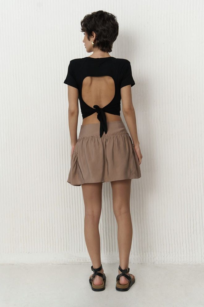 Mai Collection Elettra Dark Mink Mini Skirt Wholesale Clothing Spring