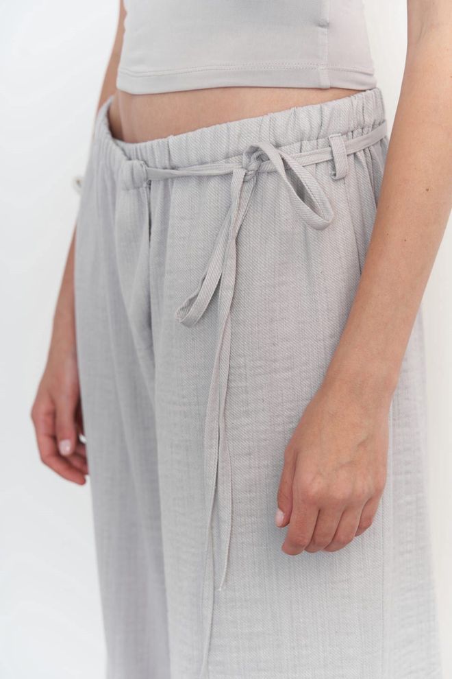 Mai Collection Harmony Side Drawstring Grey Pants Wholesale Clothing Cotton