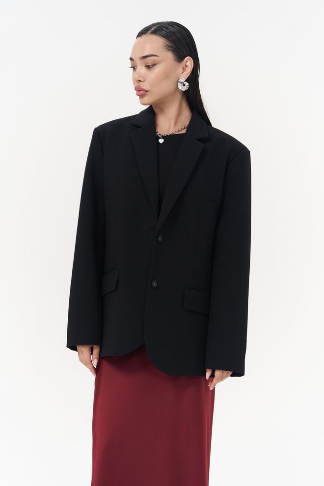 Mai Collection Emma Sewing Detail Black Blazer Wholesale Clothing 0