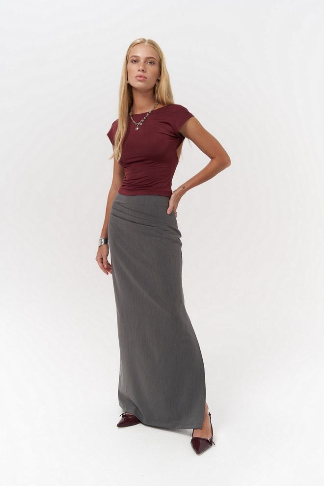 Mai Collection Crop Bordeaux Con Scollo Posteriore Nives Abbigliamento all'ingrosso Casuale