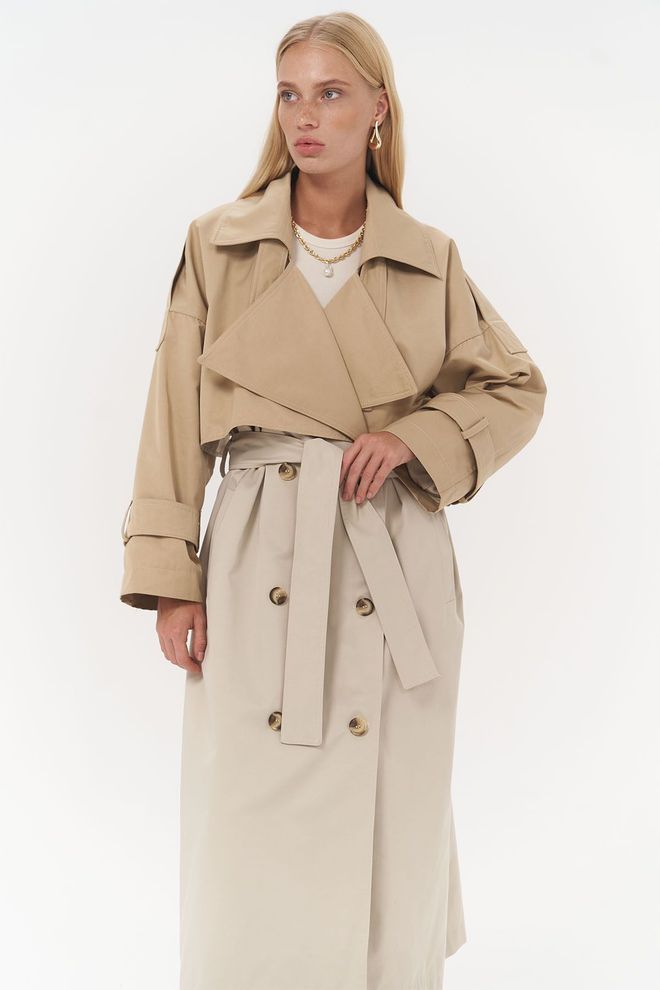Mai Collection Μπεζ Παλτό Bellamy Με Γαρνιτούρα Από Βιζόν Χονδρικό εμπόριο ενδυμάτων Κομψό