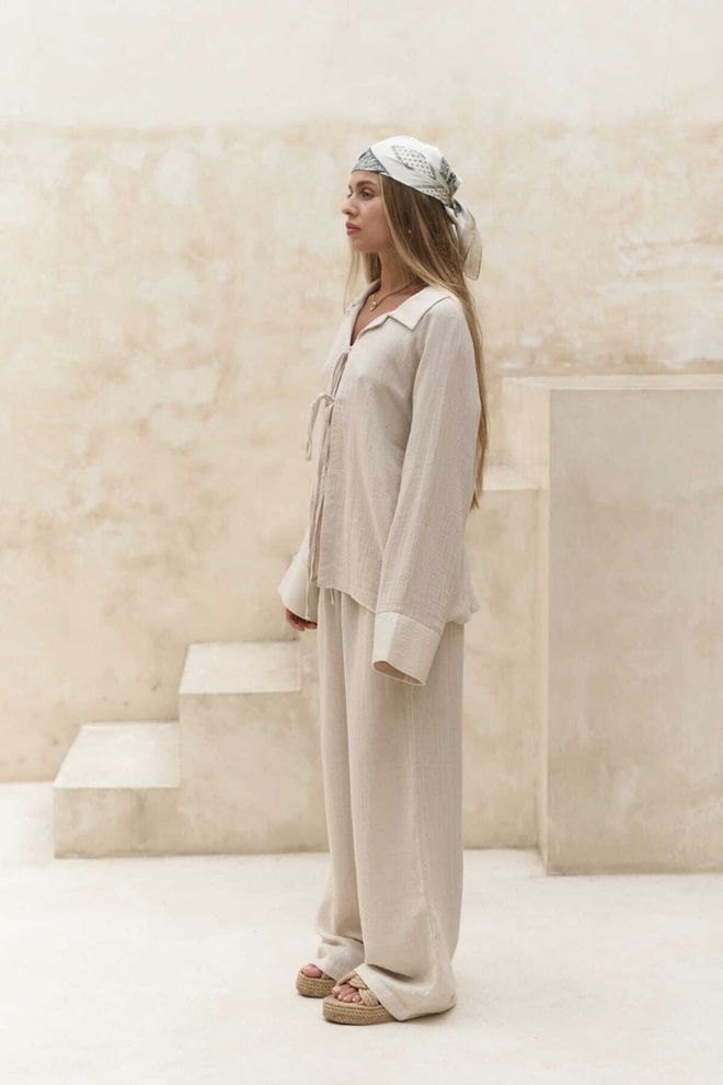 Mai Collection Bali Beaded Natural Mueslin Suit Wholesale Clothing 2