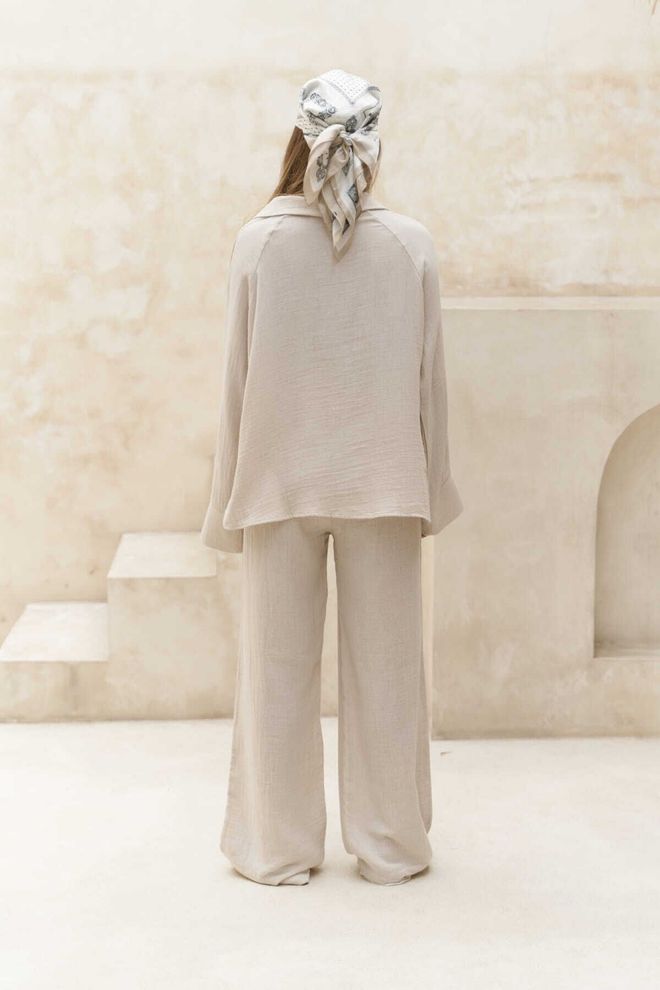 Mai Collection Bali Beaded Natural Mueslin Suit Wholesale Clothing 3