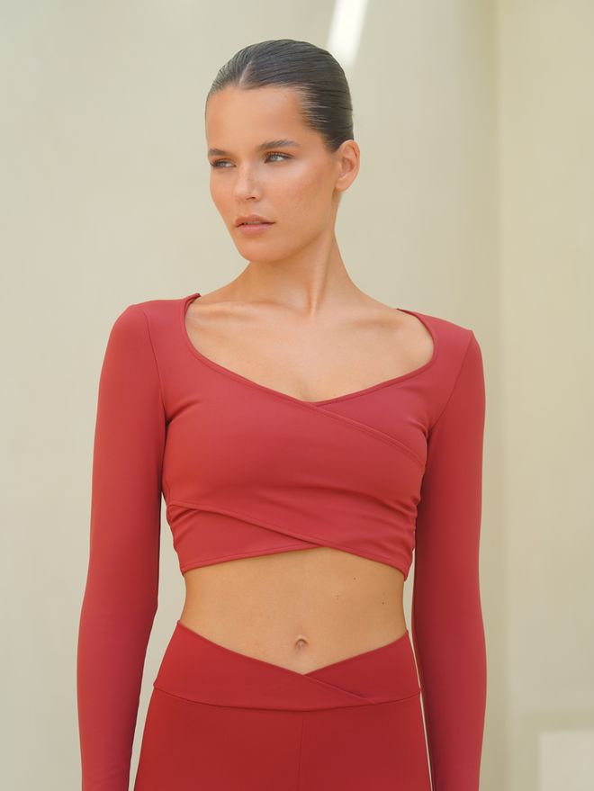 Mai Collection Crop Gaia A Maniche Lunghe Con Dettagli Incrociati Abbigliamento all'ingrosso Sportivo