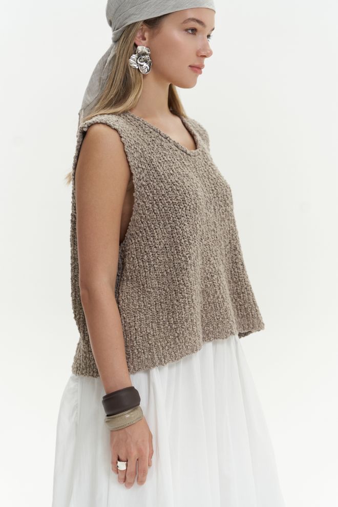 Mai Collection Knitle Casual Print Knitwear Crop Wholesale Clothing Casual