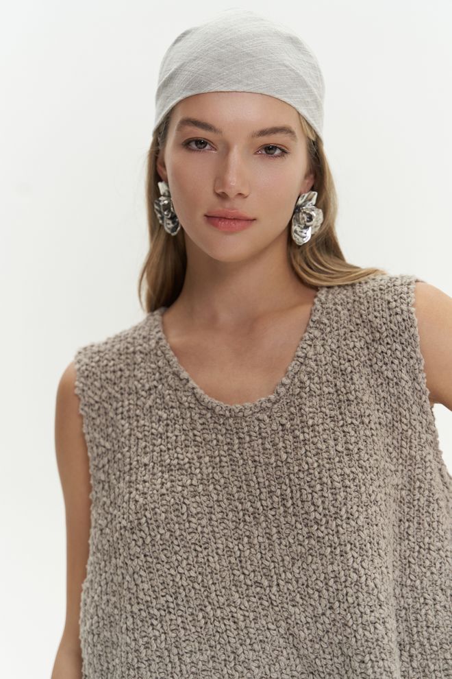 Mai Collection Knitle Casual Print Knitwear Crop Wholesale Clothing Cotton