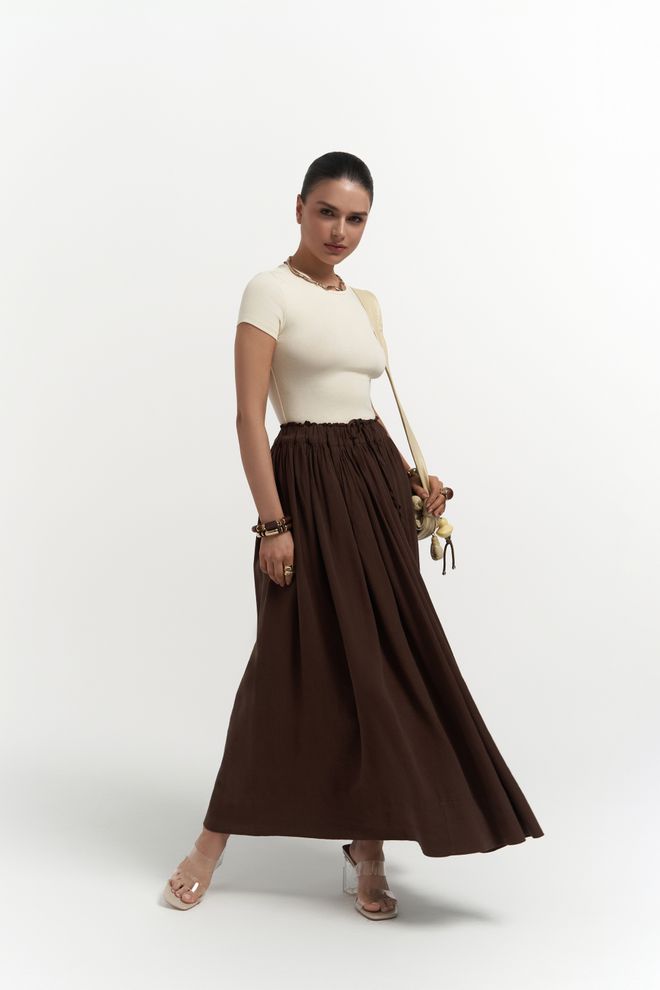 Mai Collection Gabbiano Plisseerock Aus Leinen Großhandelskleidung Lässig