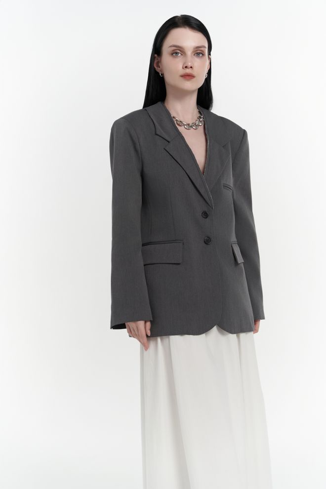 Mai Collection Blazer Z Detajlom Ovratnika Volda Oblačila na debelo Eleganten