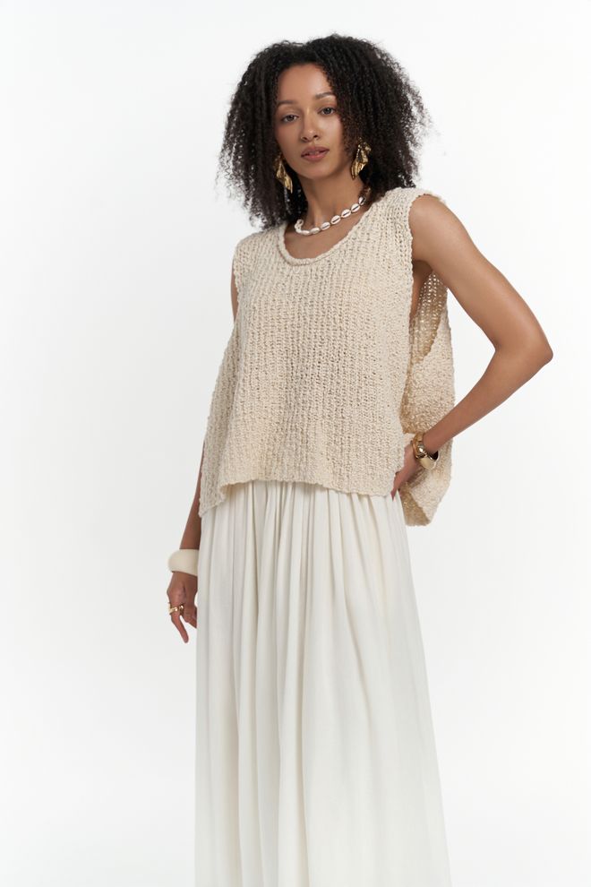 Mai Collection Knitle Casual Print Knitwear Crop Wholesale Clothing Cotton