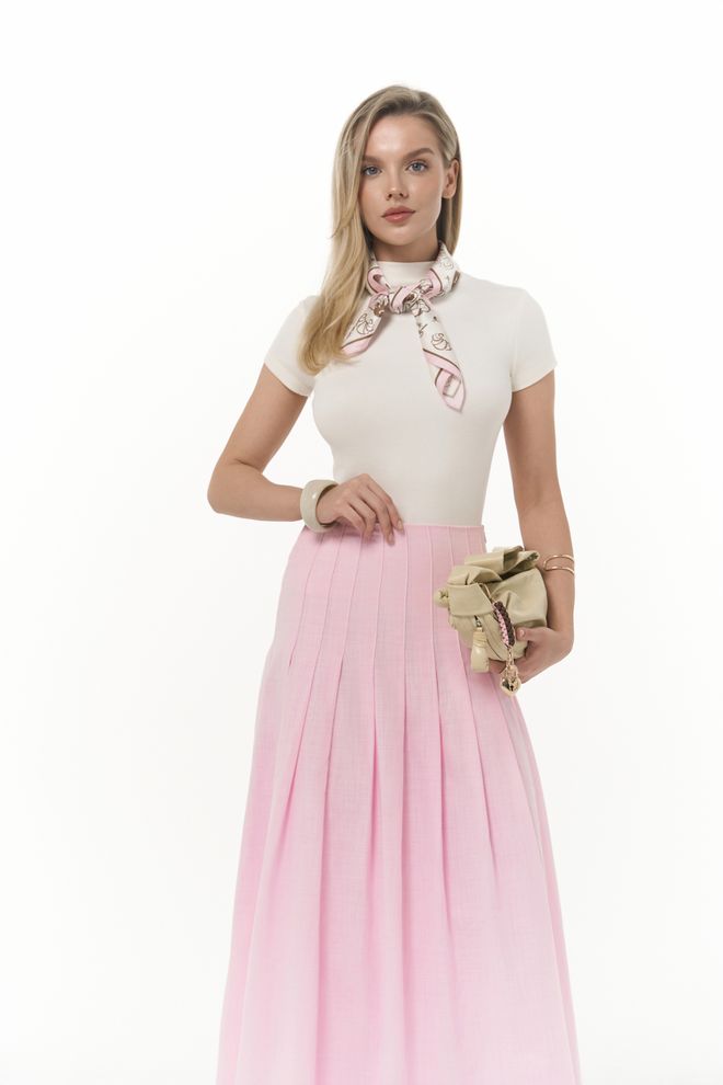 Mai Collection Sera Pile Detail Long Skirt Wholesale Clothing Birthday